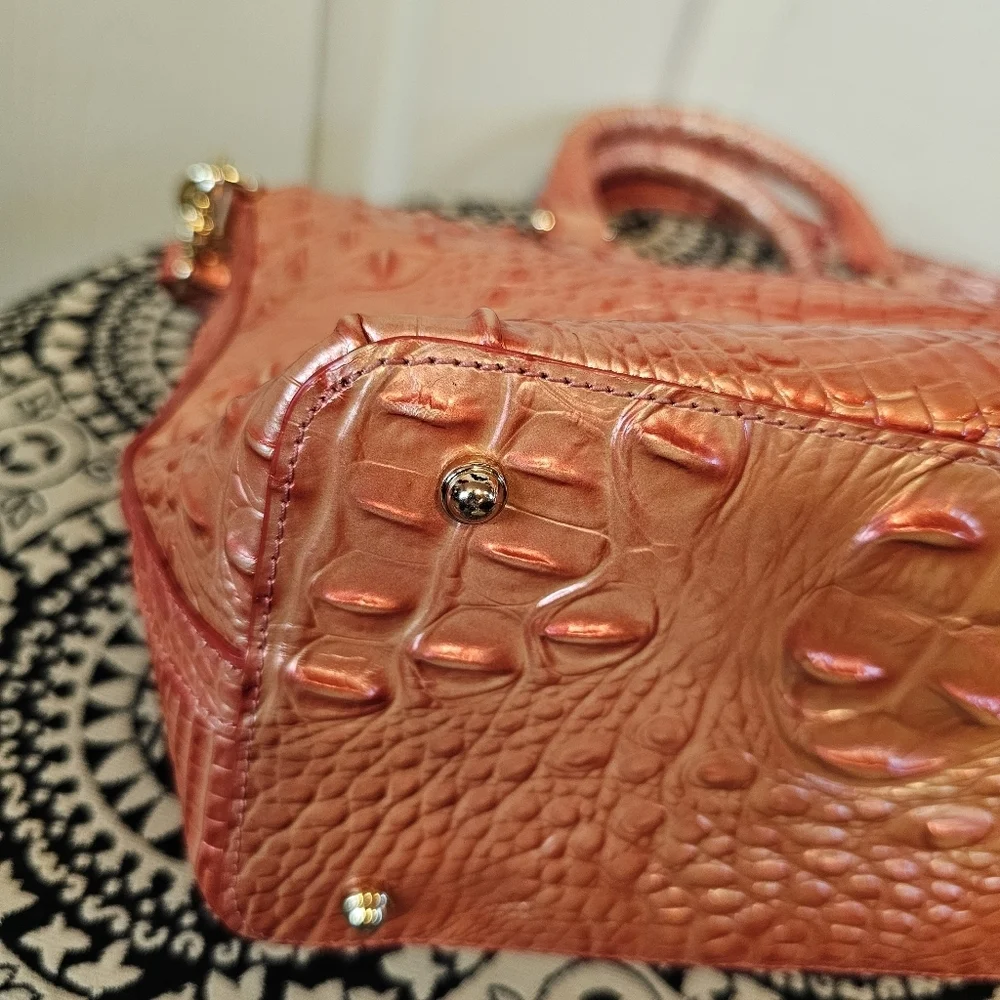 Brahmin Duxbury Pink Punch Melbourne Croc Leather and Card Holder Wallet Set